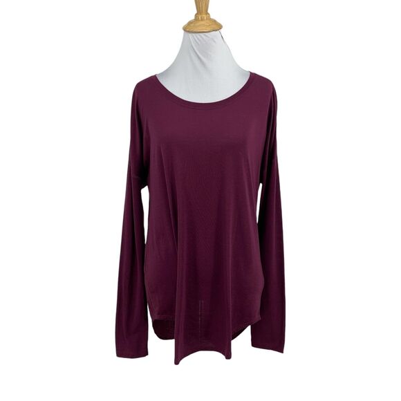 Lucy Shirt Womens M Medium Grape Stretch Long Sleeve Curved Hem Drop Shoulder - Picture 1 of 13